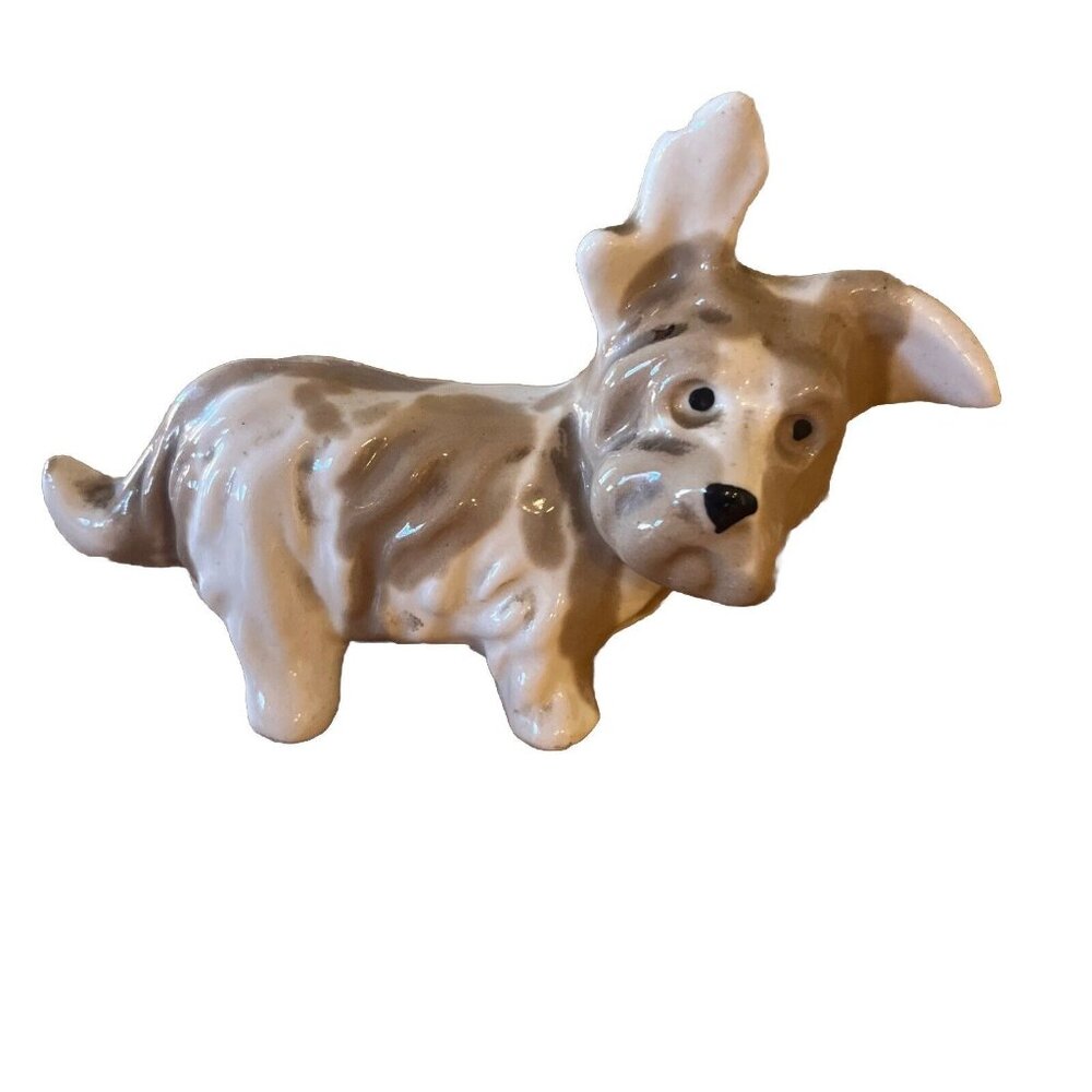 Vintage Jack Russell Terrier Porcelain Dog Figurine Brown And White